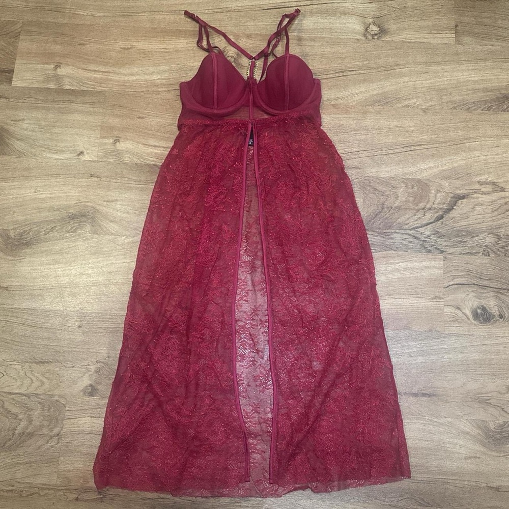 Vintage Strappy Red Lace Lingerie Dress